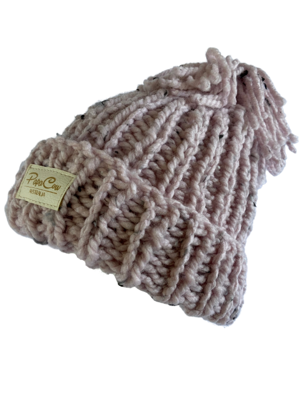 Blush Tweed Ribbed Beanie - Image 3