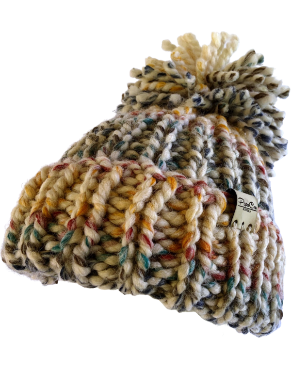 Multi Colour Pom Pom Ribbed Beanie