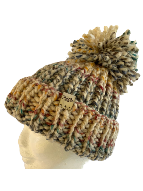 Multi Colour Pom Pom Ribbed Beanie - Image 2