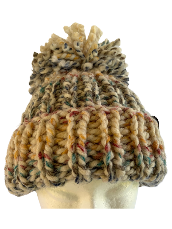 Multi Colour Pom Pom Ribbed Beanie - Image 3