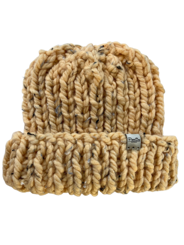 Apricot Tweed Ribbed Beanie - Image 2