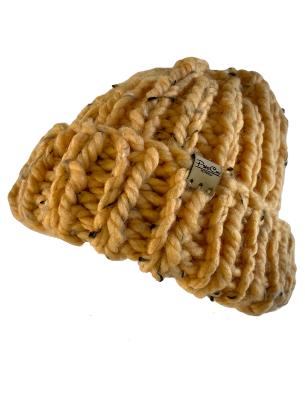Apricot Tweed Ribbed Beanie - Image 3
