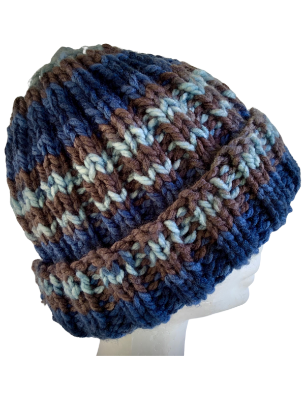 Stormy Blue Ribbed Beanie - Image 3