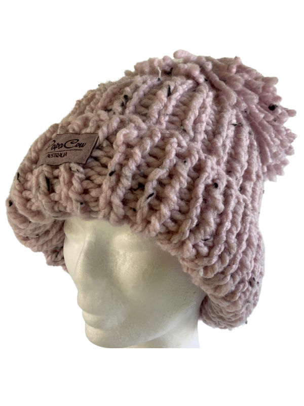 Seashell Pink Tweed Ribbed Beanie