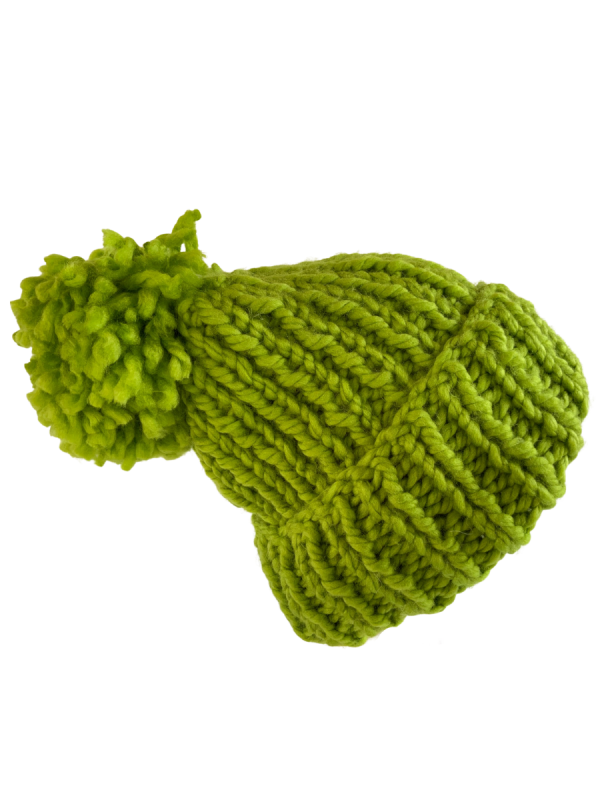 Parakeet Green Ribbed Pom Pom Beanie