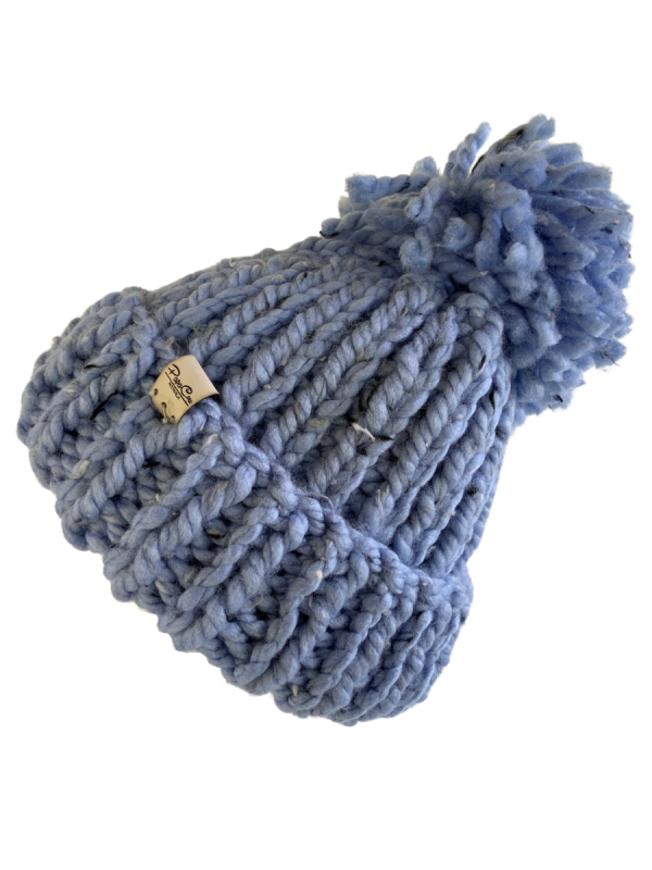 Tweed Carolina Blue Pom Pom Beanie - Image 2