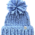 Tweed Carolina Blue Pom Pom Beanie