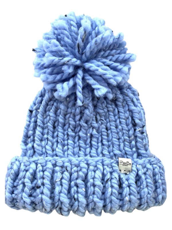 Tweed Carolina Blue Pom Pom Beanie