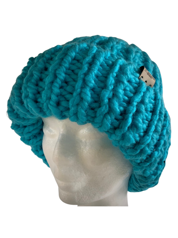 Blue Aquamarine Ribbed Beanie