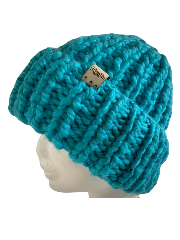 Blue Aquamarine Ribbed Beanie - Image 3