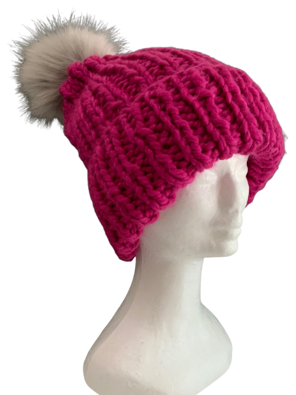 Pink Ribbed Beanie - Image 2