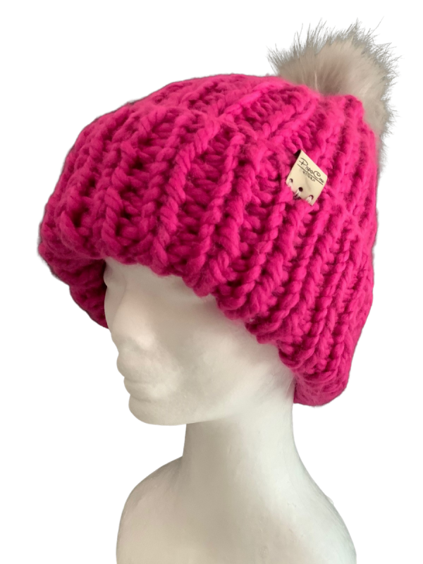 Pink Ribbed Beanie - Image 3