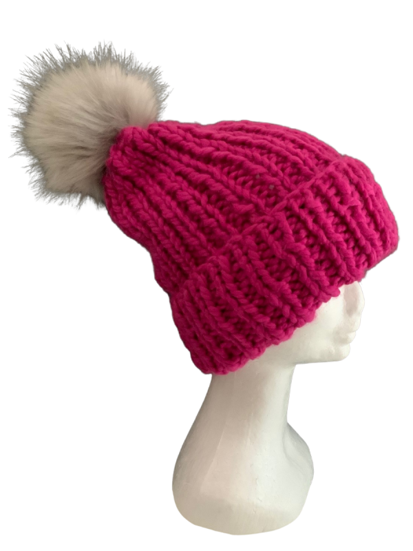 Pink Ribbed Beanie - Image 4