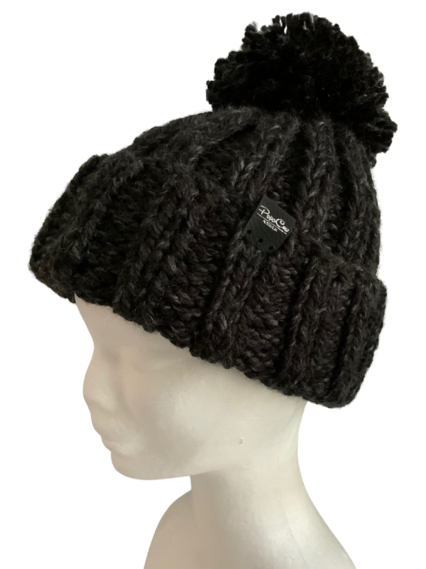 Black Canyon Pom Pom Ribbed Beanie - Image 2