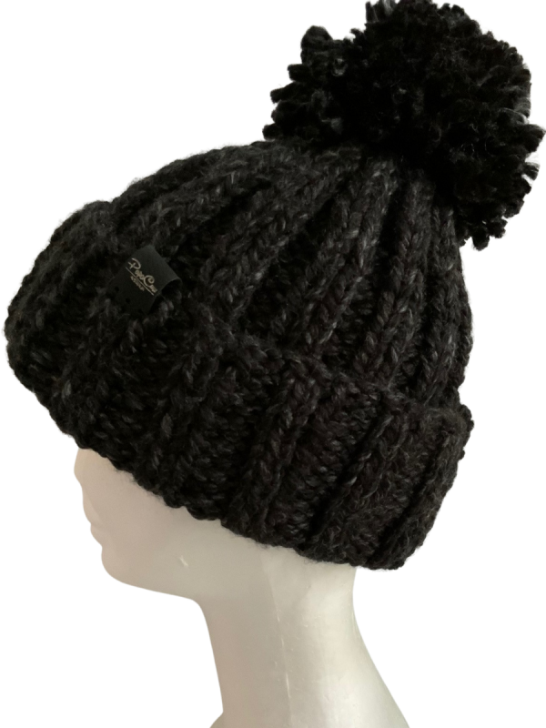 Black Canyon Pom Pom Ribbed Beanie - Image 3