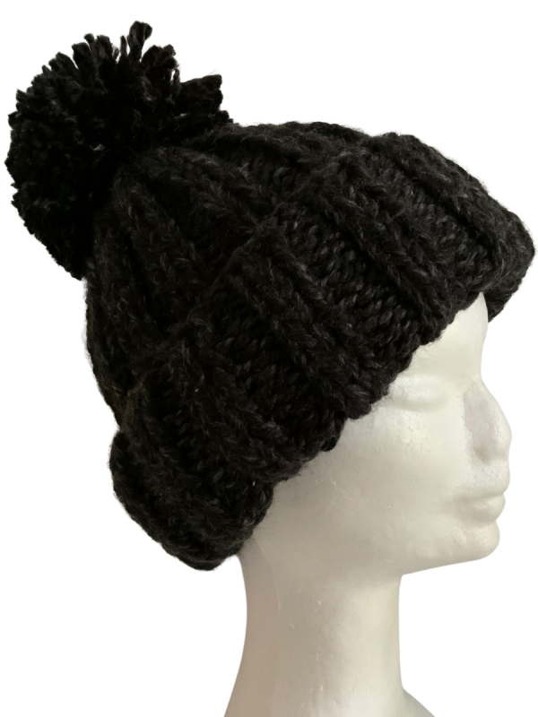 Black Canyon Pom Pom Ribbed Beanie - Image 4