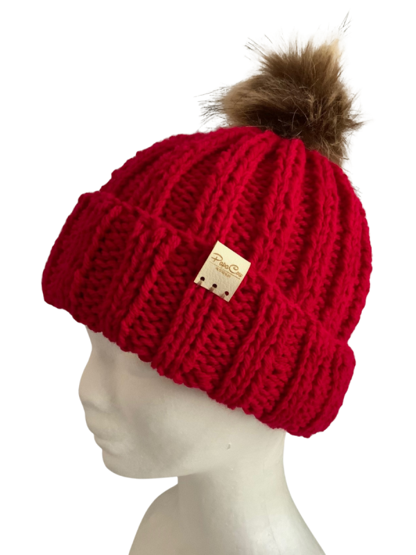 Cherry Red Ribbed Beanie - Image 2