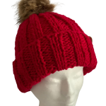 Cherry Red Ribbed Beanie