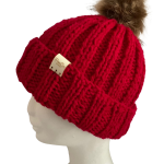 Cherry Red Ribbed Beanie - Image 4