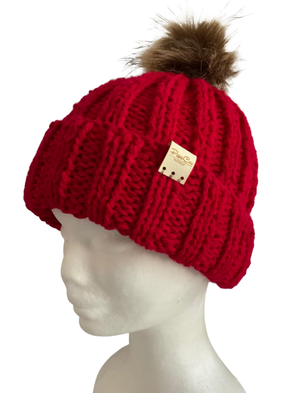Cherry Red Ribbed Beanie - Image 5