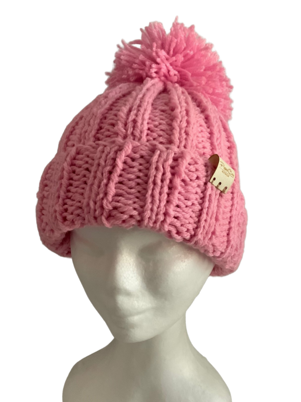 Flamingo Pink Ribbed Beanie - Image 3