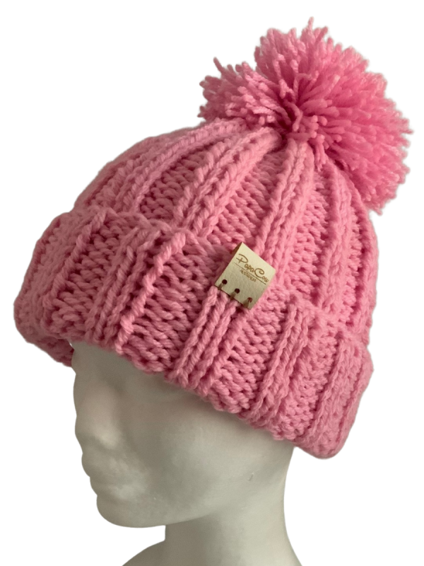 Flamingo Pink Ribbed Beanie - Image 5