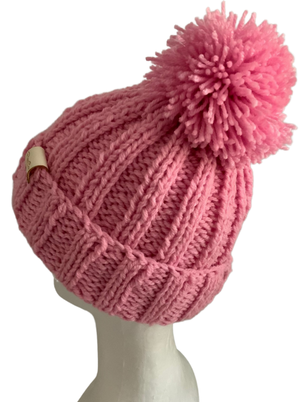 Flamingo Pink Ribbed Beanie