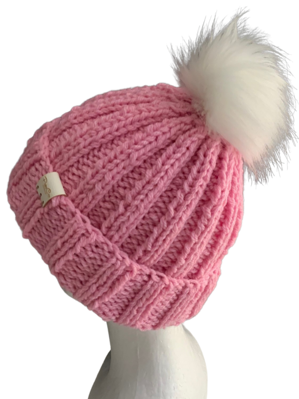 Powder Pink Ribbed Beanie - Image 2