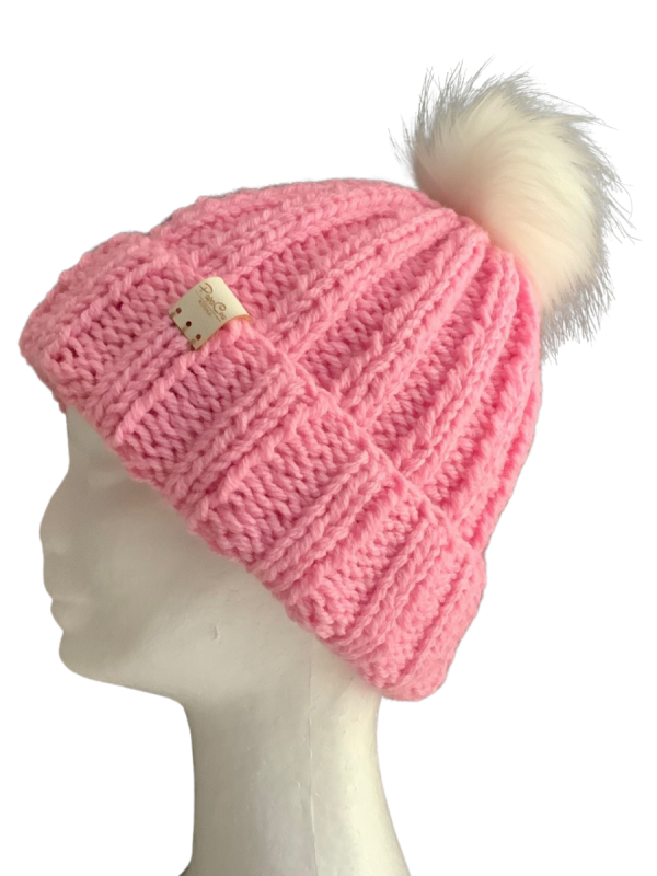 Powder Pink Ribbed Beanie - Image 3