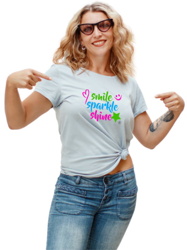Women's Graphic T-Shirt - SMILE SPARKLE SHINE