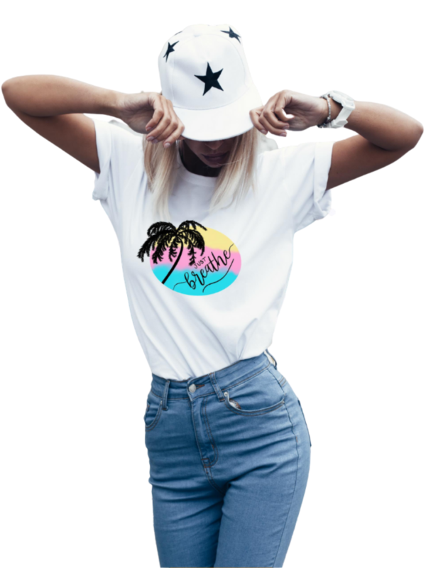 Women's Graphic T-Shirt - JUST BREATHE - Image 3