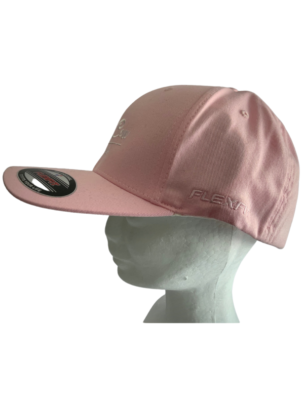 FLEXFIT Perma Curve Youth Baseball Cap - Baby Pink, White Embroidery - Image 4