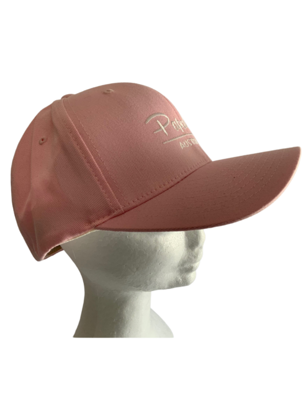 FLEXFIT Perma Curve Youth Baseball Cap - Baby Pink, White Embroidery - Image 3