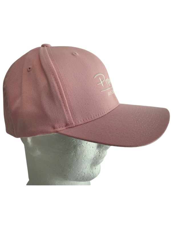 FLEXFIT Perma Curve Baseball Cap - Baby Pink, White Embroidery - Image 3