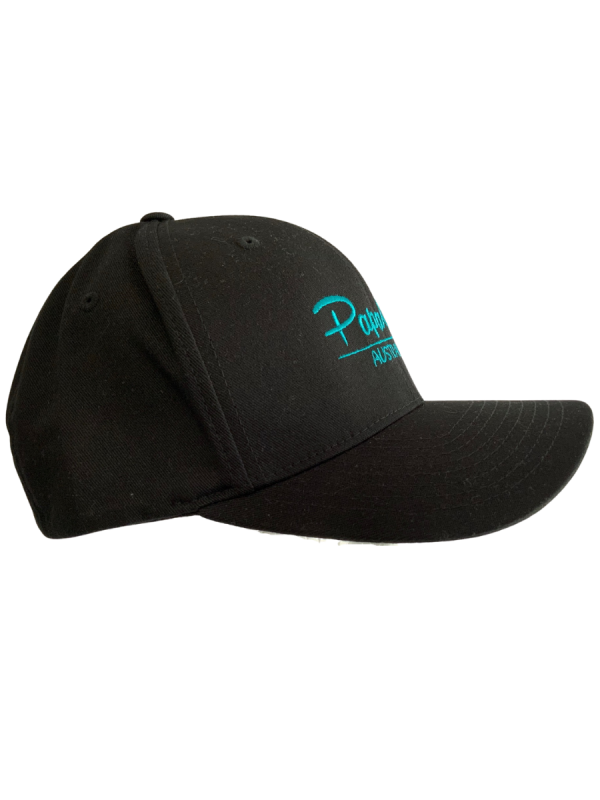 FLEXFIT Perma Curve Baseball Cap - Black, Turquoise Embroidery - Image 3
