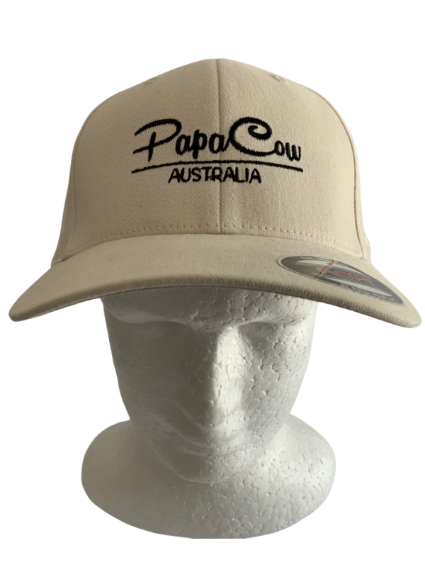 FLEXFIT Perma Curve Baseball Cap - Bone, Black Embroidery - Image 2