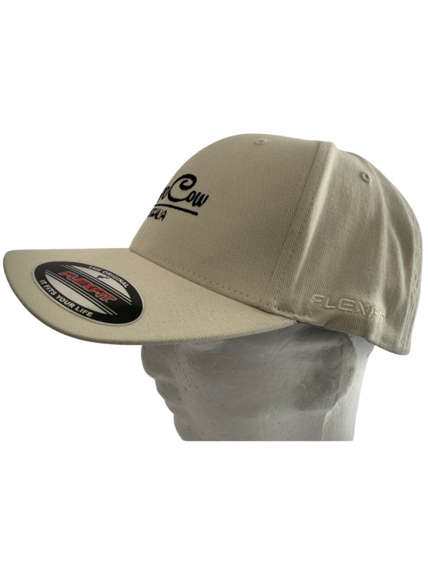 FLEXFIT Perma Curve Baseball Cap - Bone, Black Embroidery - Image 5