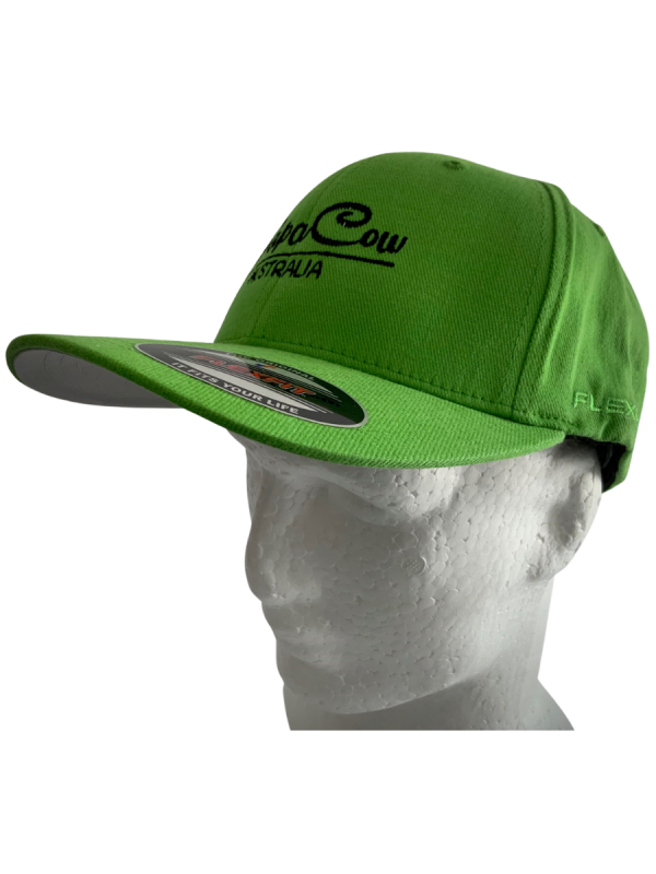 FLEXFIT Perma Curve Baseball Cap - Kiwi Green, Black Embroidery - Image 4