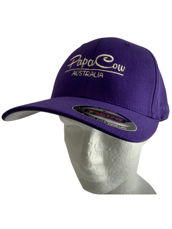 FLEXFIT Perma Curve Baseball Cap - Purple, Bone Embroidery - Image 4