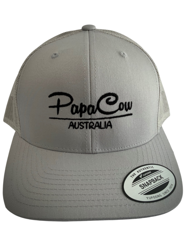 YUPOONG Classic Retro Trucker Cap - Silver, Black Embroidery