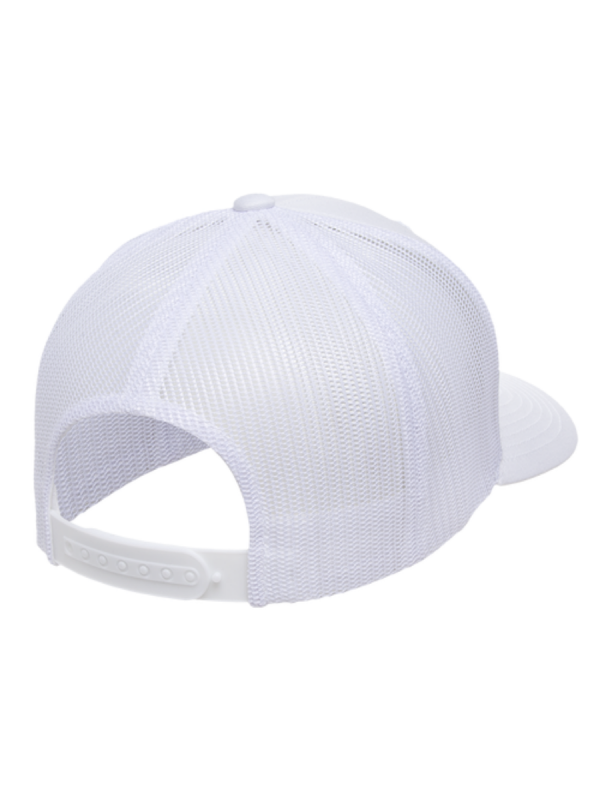 YUPOONG Classic Retro Trucker Cap - White, Pink Embroidery - Image 2