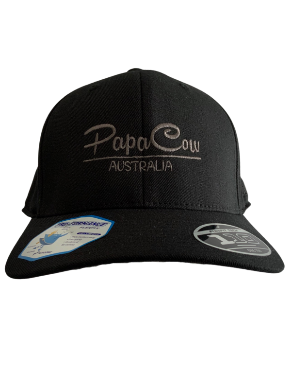 FLEXFIT Cotton Twill Snapback Curved Peak Cap - Black, Charcoal Embroidery - Image 3