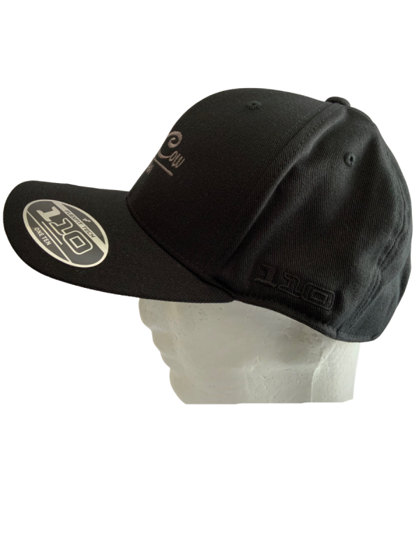 FLEXFIT Cotton Twill Snapback Curved Peak Cap - Black, Charcoal Embroidery - Image 4