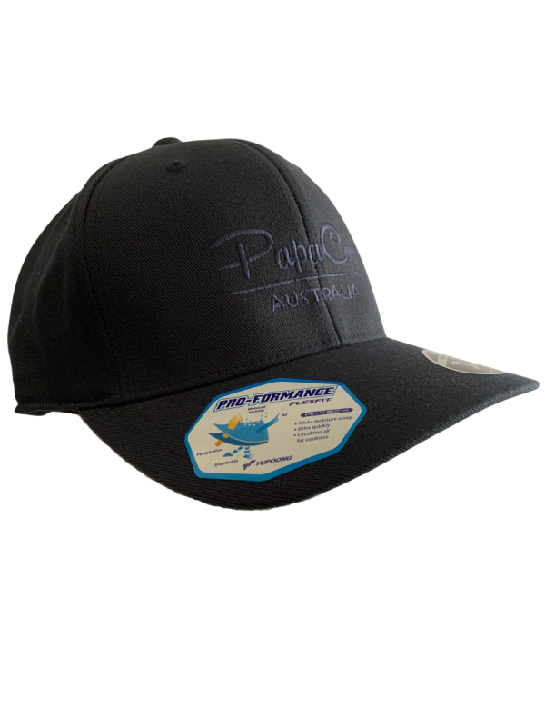 FLEXFIT Cotton Twill Snapback Curved Peak Cap - Dark Navy, Blue Embroidery - Image 2