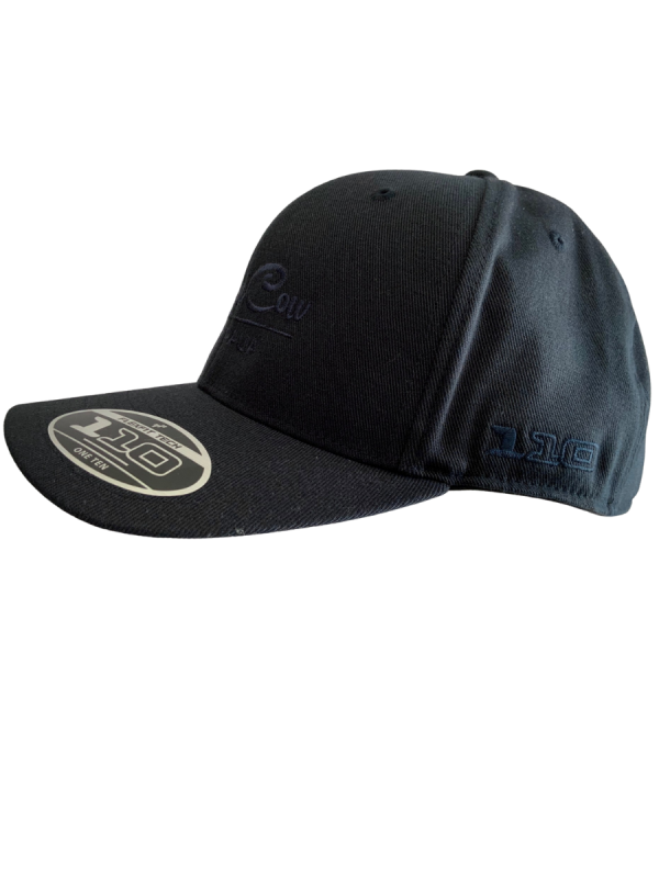 FLEXFIT Cotton Twill Snapback Curved Peak Cap - Dark Navy, Blue Embroidery - Image 3