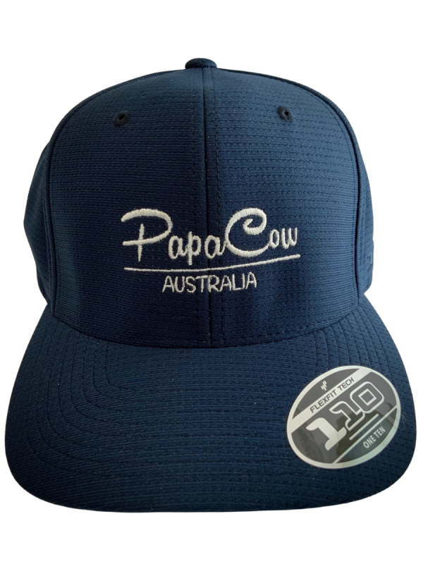 FLEXFIT Cotton Twill Snapback Curved Peak Cap - Navy, White Embroidery