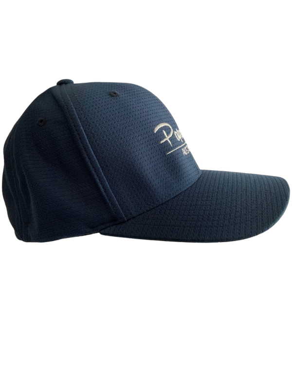 FLEXFIT Cotton Twill Snapback Curved Peak Cap - Navy, White Embroidery - Image 4