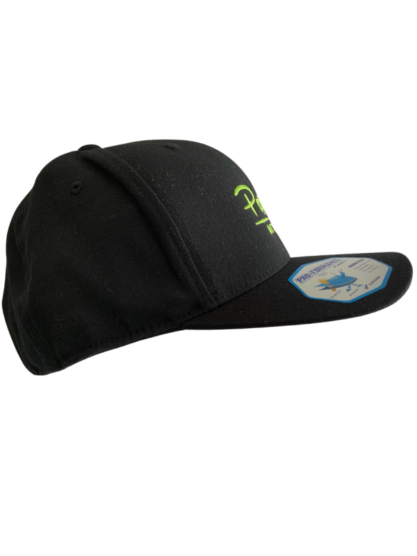 FLEXFIT Cotton Twill Snapback Curved Peak Cap - Black, Lime Green Embroidery - Image 5