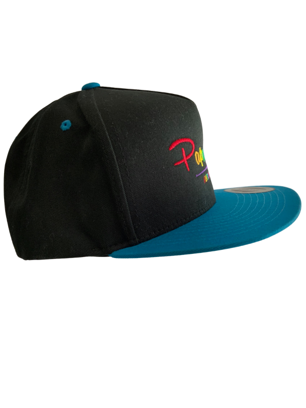 FLEXFIT Cotton Twill Snapback Flat Peak - Black/Blue, Rainbow Embroidery - Image 2