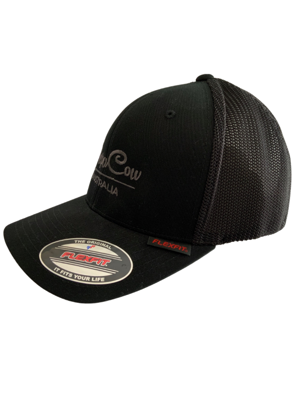 FLEXFIT Trucker Mesh Back - Black, Charcoal Embroidery